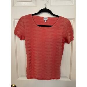 Armani Collezioni Womens Blouse Size 2 Orange Textured Diamond Geometric Scoop